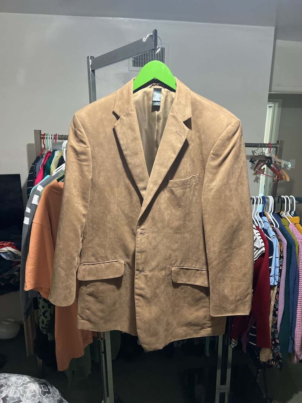 Axcess A Claiborne Company Men's Tan Faux Suede Blazer Jacket Size L